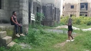 Amateur Ebony Quickie With Clothes In The Backyard