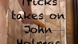 Chub taking on John Holmes Dildo at Gym