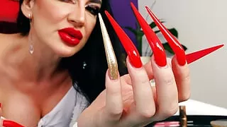Sharp Stiletto Nails Tapping on Mirror JOI