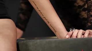 Sexy Marks on Cute Brunette Milf's Smooth Legs