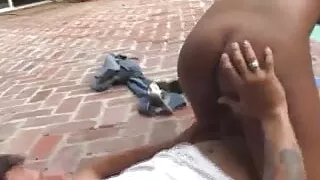 Ebony Teen Gets Her Wet Pussy Screwed by a Tattooed Dude Outside