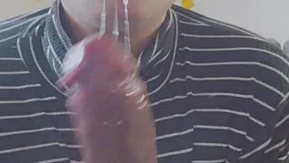 Femboi deep throat's black dildo