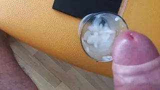 She drinks 11 loads of collected cum from a glass