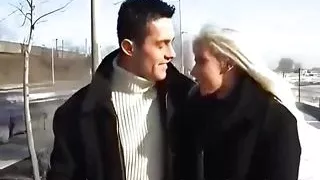 Blonde Pornstar Nikky Blond Sucks Cock Outdoors.