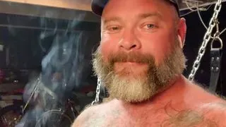 Daddy Kurt is Smoking & Stroking in the Garage Sling