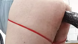 With that thick dildo my anus dilates quite a bit and I love it.