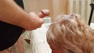 for ignoring my dick, I cum on my stepmom's hair