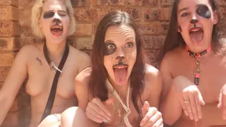 Three Puppy Sluts Drooling With Their Tits Out
