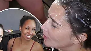 Black and white cumslut duo