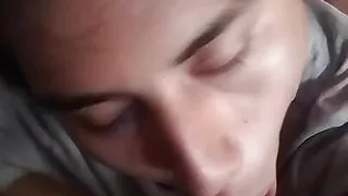 Passive submissive sucking on a thick carrot