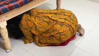 I hugged the maid in my house and started fucking