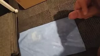 Huge cumshot, on the floor big thick cock.