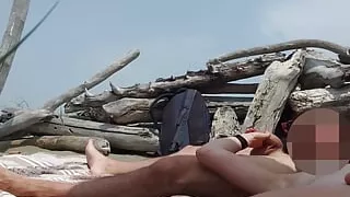 Pussy Dick Flashing in Outdoor Beach Squirting and Cumshot with Intense Orgasm in Front of Everyone - Misscreamy 2p