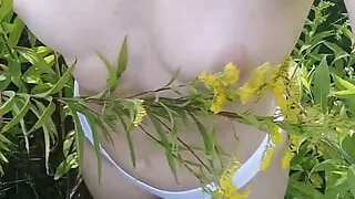 Outdoor erotica I walk naked in nature beautiful small breasts Anna Mole