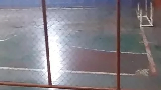 Jerking off in public on the sports court