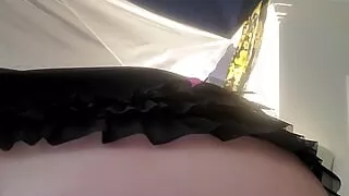 Krystall Cox riding a huge dildo then inserting the lube botle