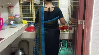 I saw my aunty cooking alone in the kitchen, I hugged her and started fucking