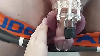 Slave Husband Rides Like a Whore on My Big Blue Strap-on