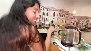 Fucked a Neighbor Girl in the Kitchen While She Cooking Dinner