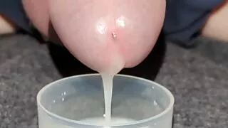 Extreme Closeup Huge Thick Load of Cum Edged Out Into Cup and Swallowed