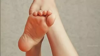 she's wearing socks and using cream for her feets