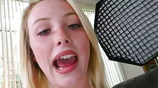 BJ amateur babe spoils POV cock with deep mouth skills