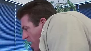 Blond whore deep-throats and gets banged