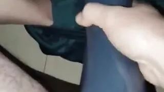 Masturbation with latex vagina