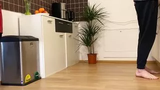 Fat sexy mother-in-law in pantyhose gets son-in-law's hot cum in the kitchen