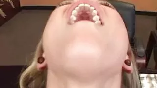 Offering to have intense anal sex and to deepthroat gets the blonde out of trouble