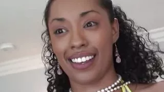 Charismatic Black Cutie Obliges to Ride White Big Cock in Reverse Cowgirl Position