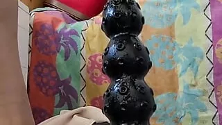 I impale myself on a long and big sex toy