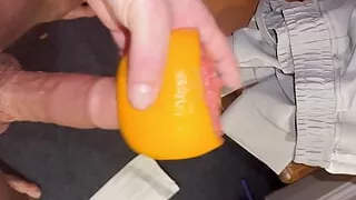 Dannyroyal masturbating with grapefruit trying new things