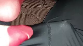 Black Spandex Footjob