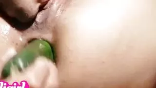 Asian milf Anal gaping hard, extremely wet anal deep cuming with big cucumber ????