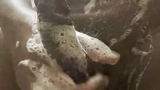 Desi Indian boy with Sexy girlfriend  masturbating on video call while bathing