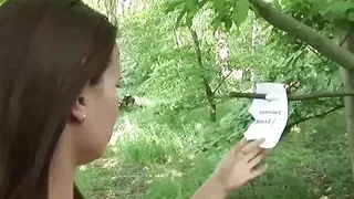 Confused Brunette Finds Clues in Nature on How to Get a Cock in Her Ass