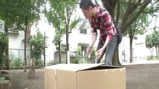 Guy Gets His Dick Sucked by a Japanese Girl After Getting Her Out of a Box