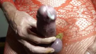 In a red full-body stocking with Monique in your mouth