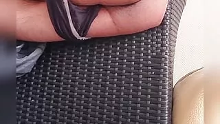 Horny delicious ass sitting half naked on chair bending for you