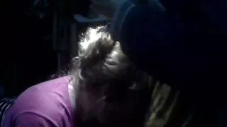 My girlfriend sucks me in the dark while I'm recording with her cell phone