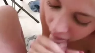 Hot blonde giving a great sloppy wet blowjob today wowza