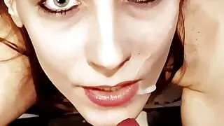 My stepsister wanted to taste dick for the first time. I gave her some cum in mouth too