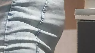 Step mom with perfect round ass get her clothes changed in front of step son