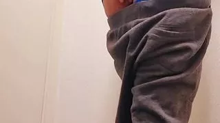 Taking my underwear off very quick and shaking until u cum straight into my asshole