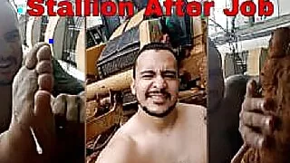 Stallion's feet and Hairy BigCock After Job