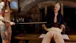 Pain Slut Canes Her Close Friend on Pussy