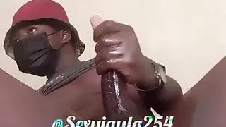 Young guy from Kenya strokes dick leading to an explosive cumshot