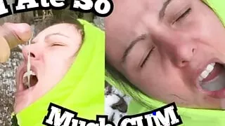 Mouthful Of Hot Creamy Cum & on Puffy Jacket