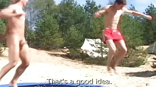 Horny Buddies Make Out on the Beach with Sticky Results!